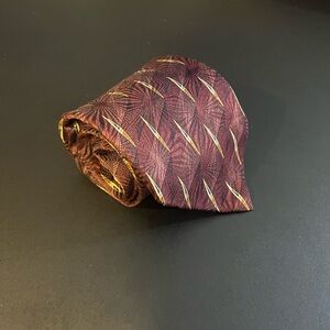 Bill Blade Black Label 100% Silk Tie Made In USA Red Geometric EUC